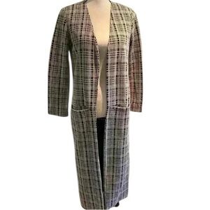 Anthropologie Womens Maxi Blazer black white plaid ASTR xs-s